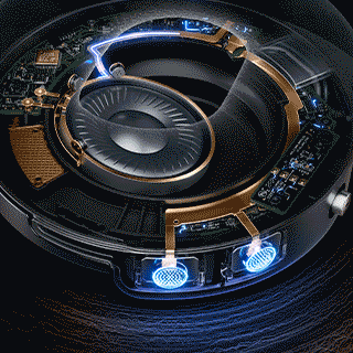 A cut-out of Dyson OnTrac headphones.